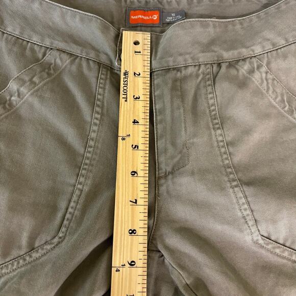 Merrell Straight Leg Capri Pants 100% Cotton Faux Cuff Light Brown Size 10 - Picture 9 of 12